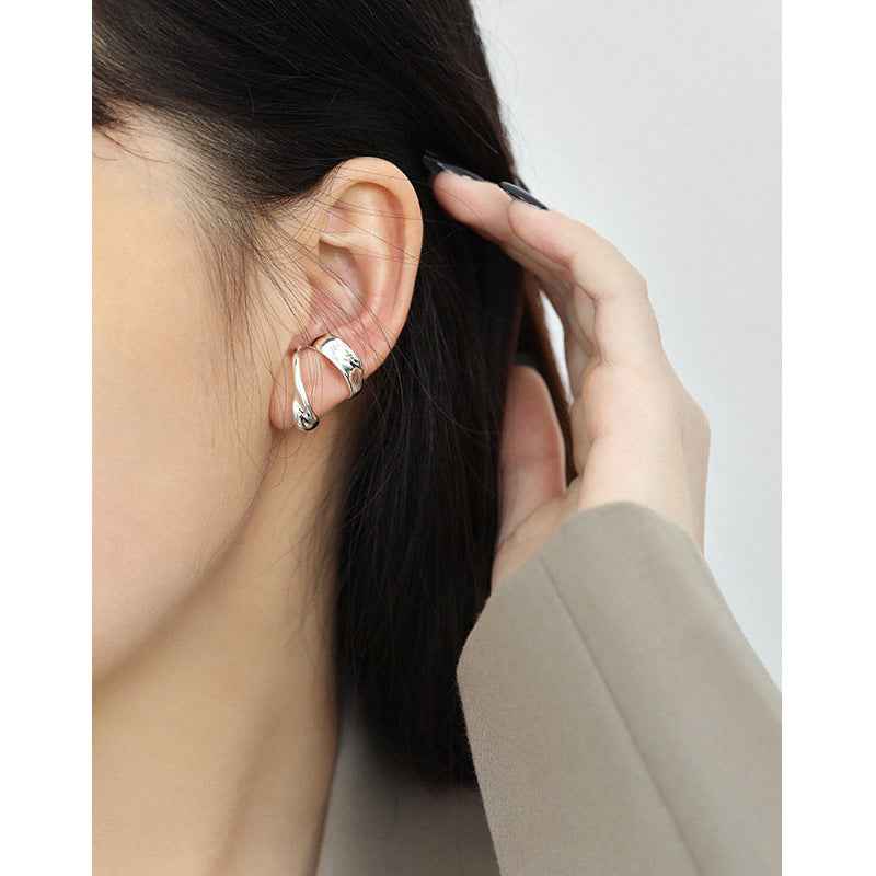 Concave-Convex Smooth Sterling Silver Ear Cuff Earring
