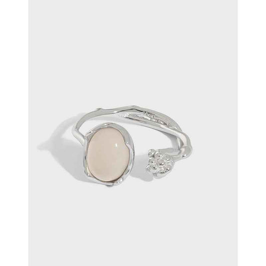 Blooming Agate Vine Silver Statement Ring