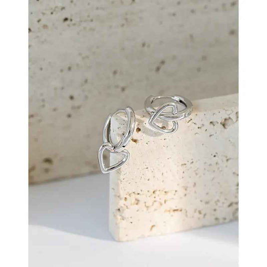 Heart Truth Silver Huggie Earrings