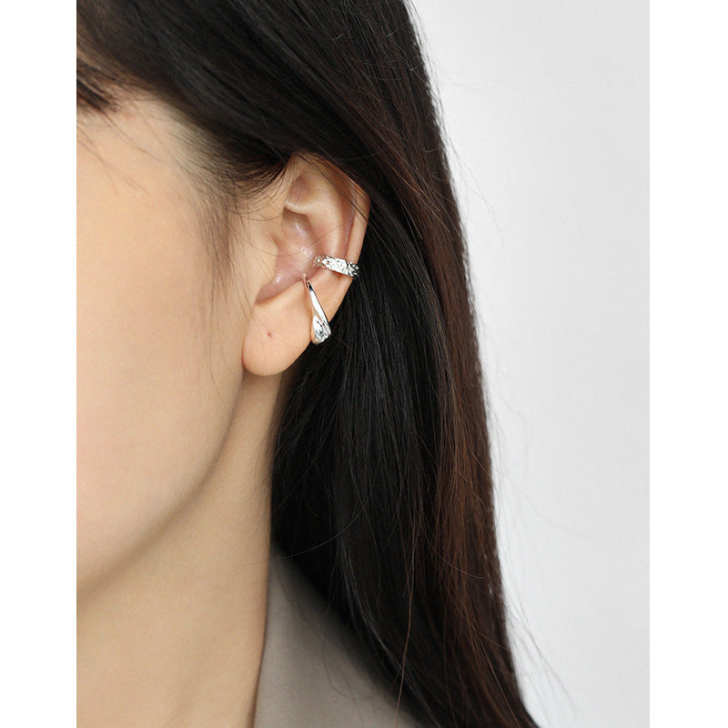 Concave-Convex Smooth Sterling Silver Ear Cuff Earring