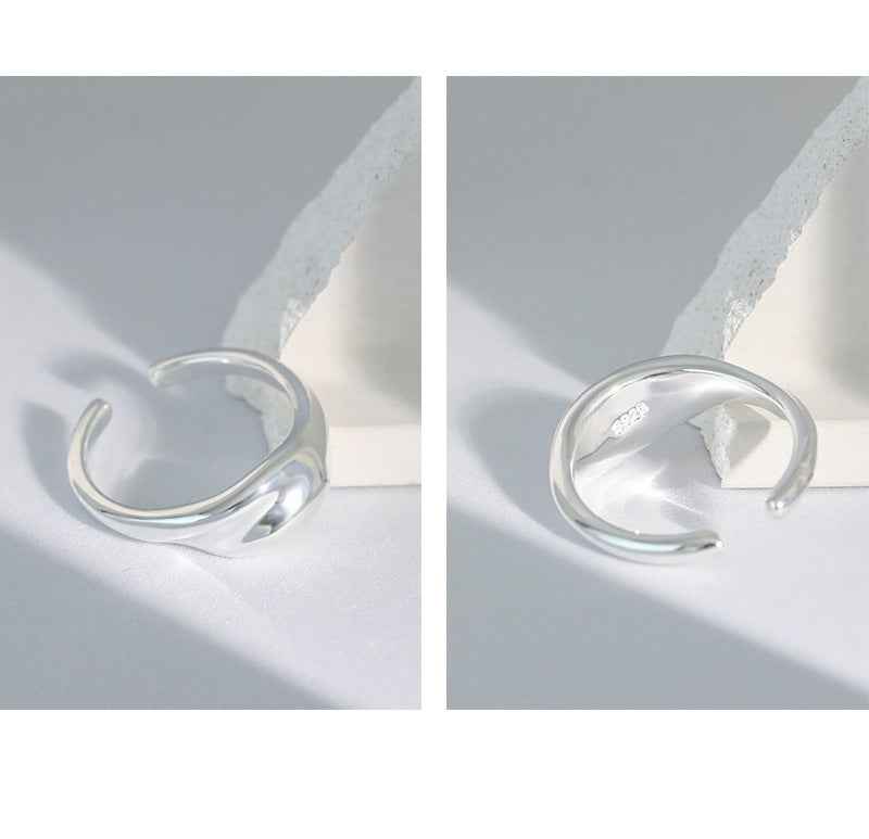 Concave-Convex Smooth Sterling Silver Ear Cuff Earring