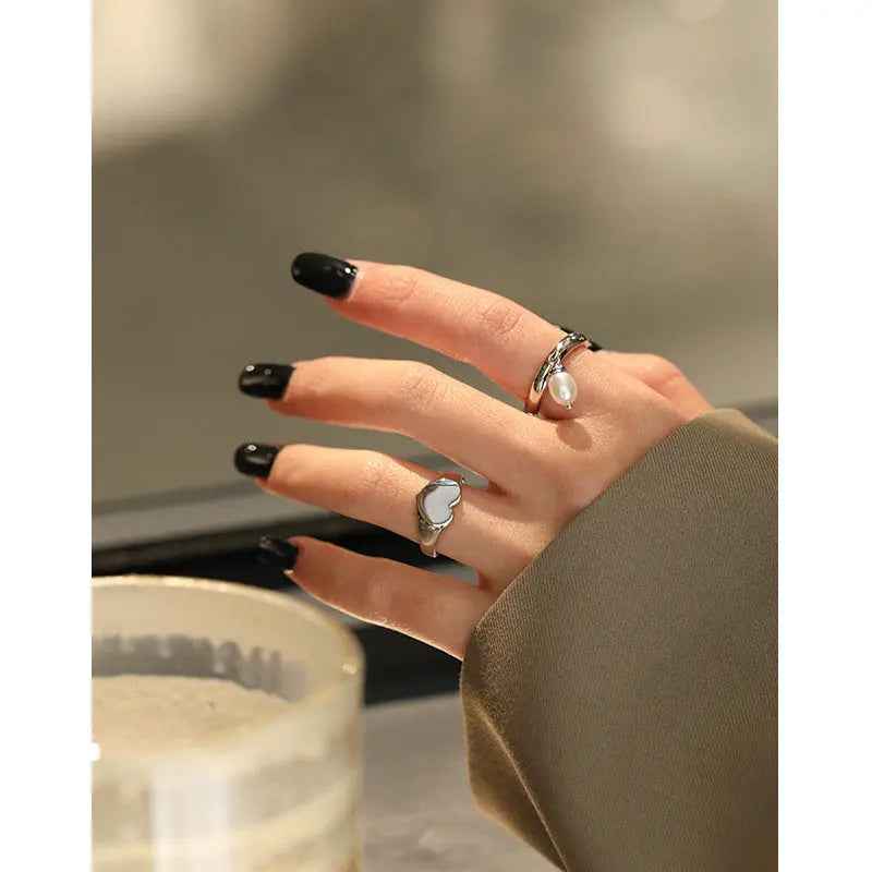 Drop Elegance Silver Pearl Ring