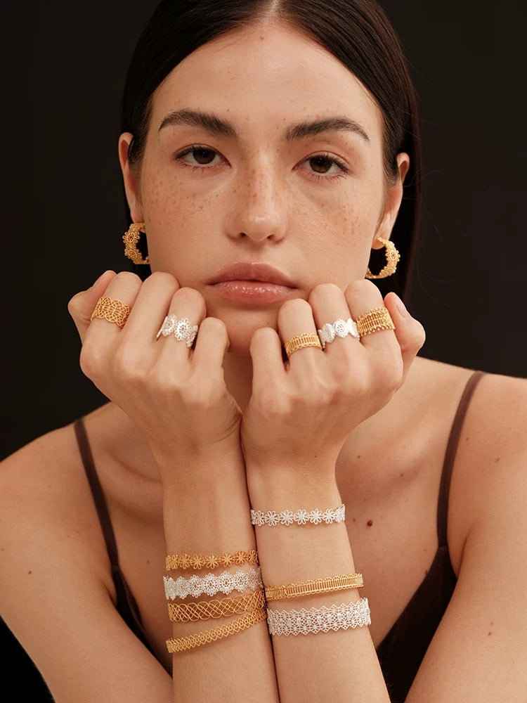 French Embroidered Lace Hollow Vintage Ring OPHRASTUDIO