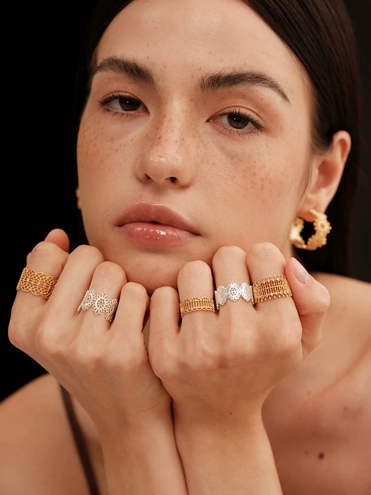 French Embroidered Lace Hollow Vintage Ring OPHRASTUDIO