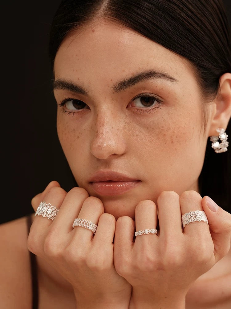 French Embroidered Lace Hollow Vintage Ring OPHRASTUDIO