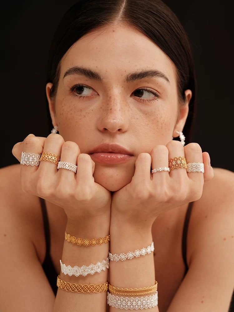 French Embroidered Lace Hollow Vintage Ring OPHRASTUDIO