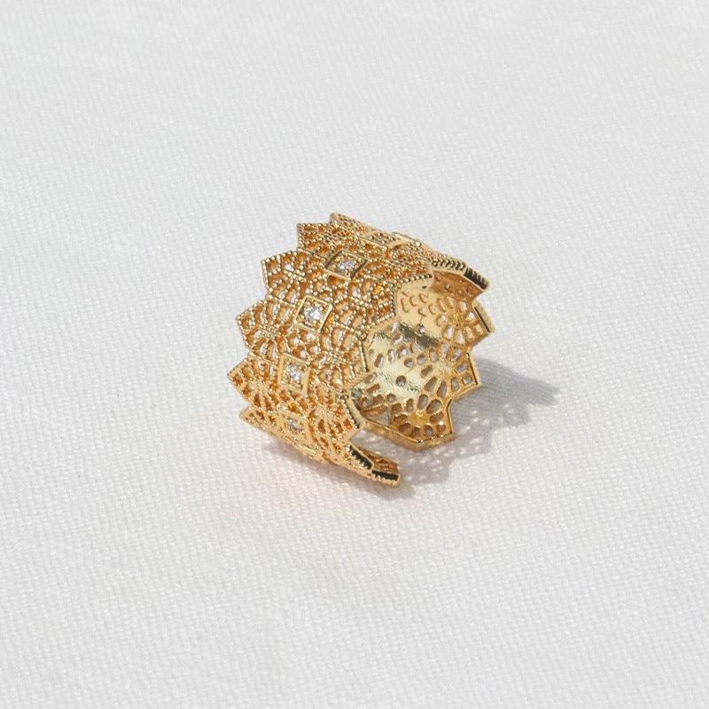 French Embroidered Lace Hollow Vintage Ring OPHRASTUDIO