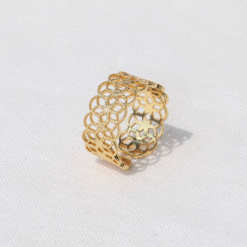 French Embroidered Lace Hollow Vintage Ring OPHRASTUDIO