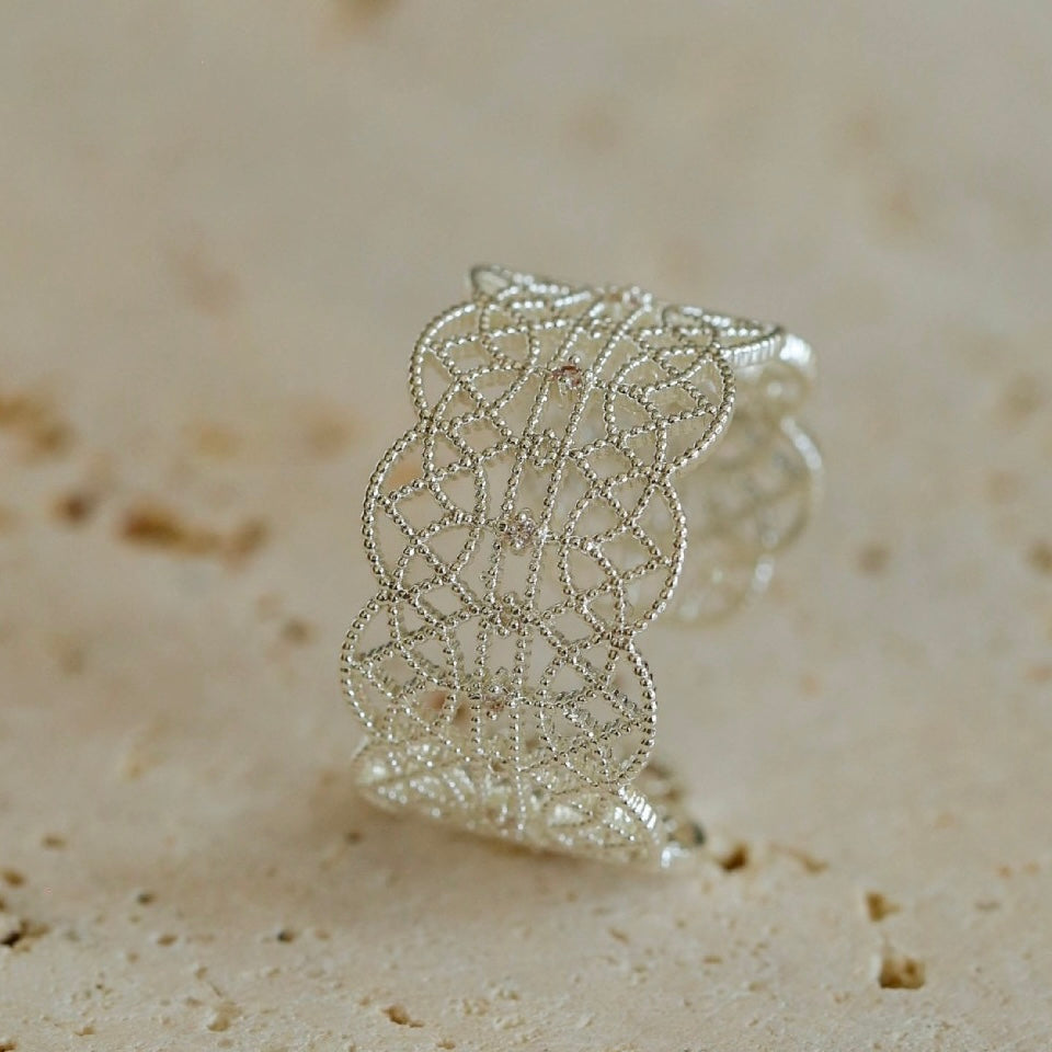 French Embroidered Lace Hollow Vintage Ring OPHRASTUDIO