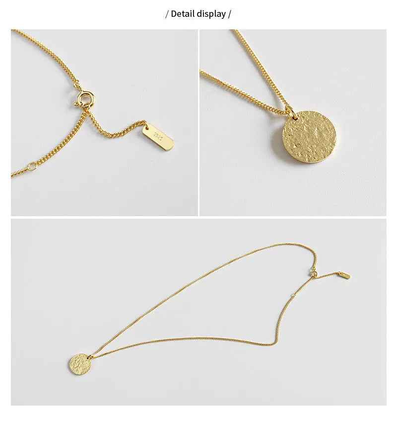 Round Plate Silver Pendant Necklace