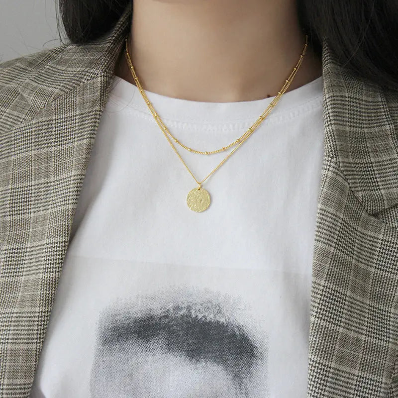 Round Plate Silver Pendant Necklace