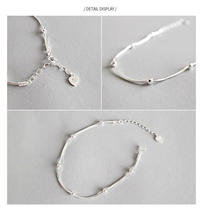ATHENA'S ROUND BEAD SNAKE BONE SILVER BRACELET - OPHRASTUDIO