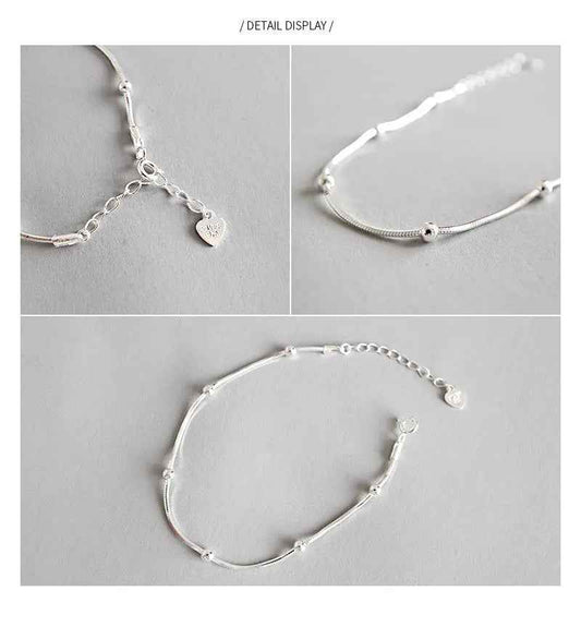 Athena's Round Bead Snake Bone Silver Chain Bracelet
