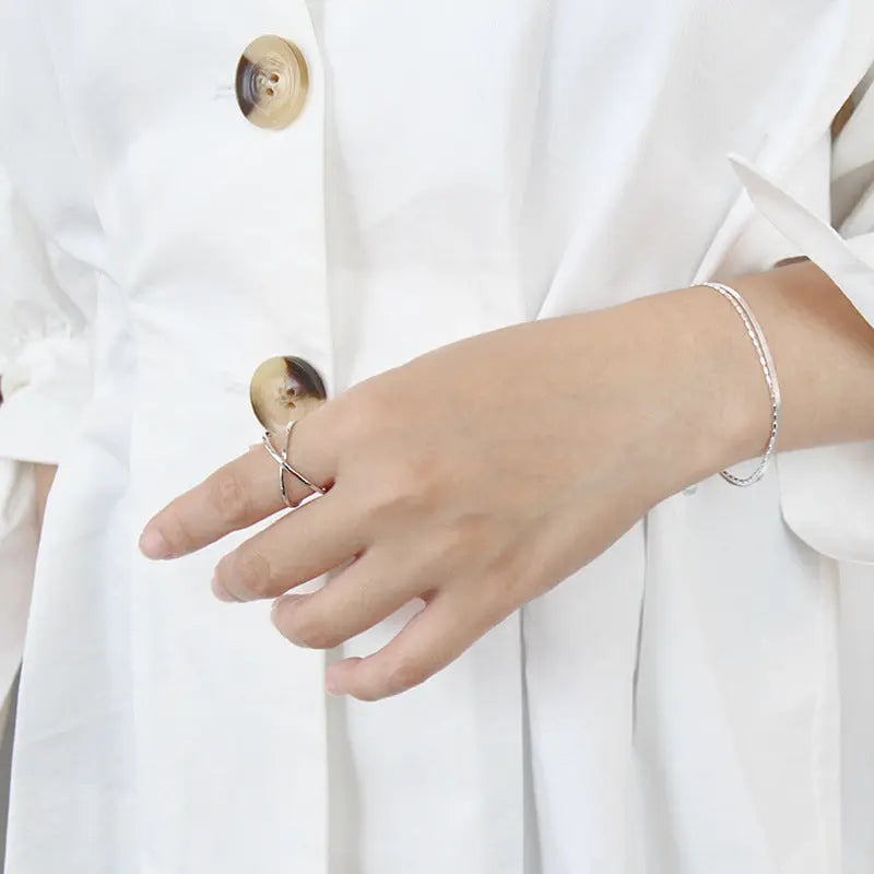 Elegant X Reflections Silver Stacking Ring