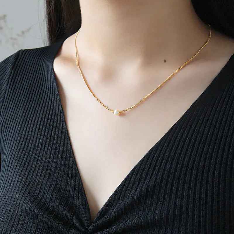 Aurora's Silver Freshwater Pearl Necklace