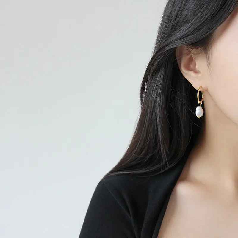 Baroque Grace Silver Drop Earrings