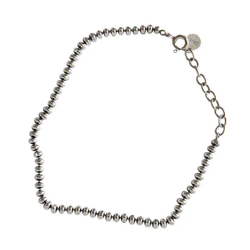 LUNA'S ROUND FLAT BEAD SILVER BRACELET - OPHRASTUDIO