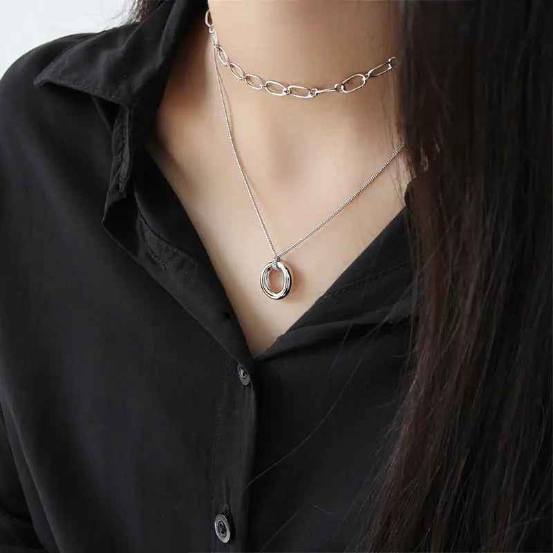 Harmonia's Ring Silver Pendant Necklace