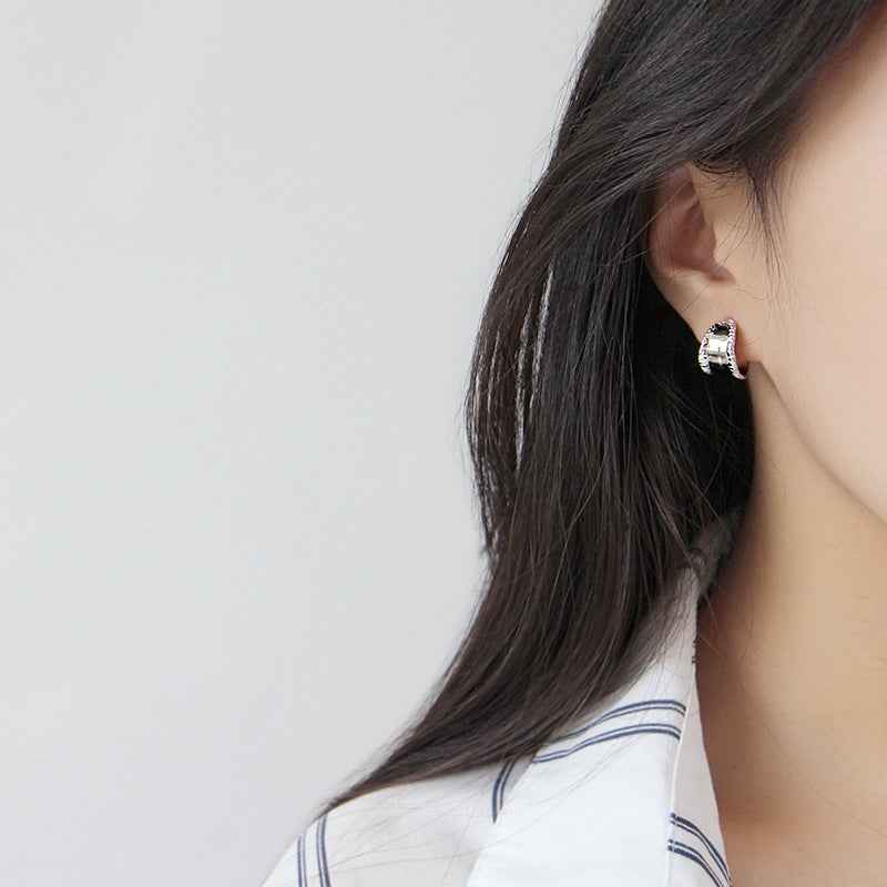 Retro Temperament Wide Silver Hoop Earrings