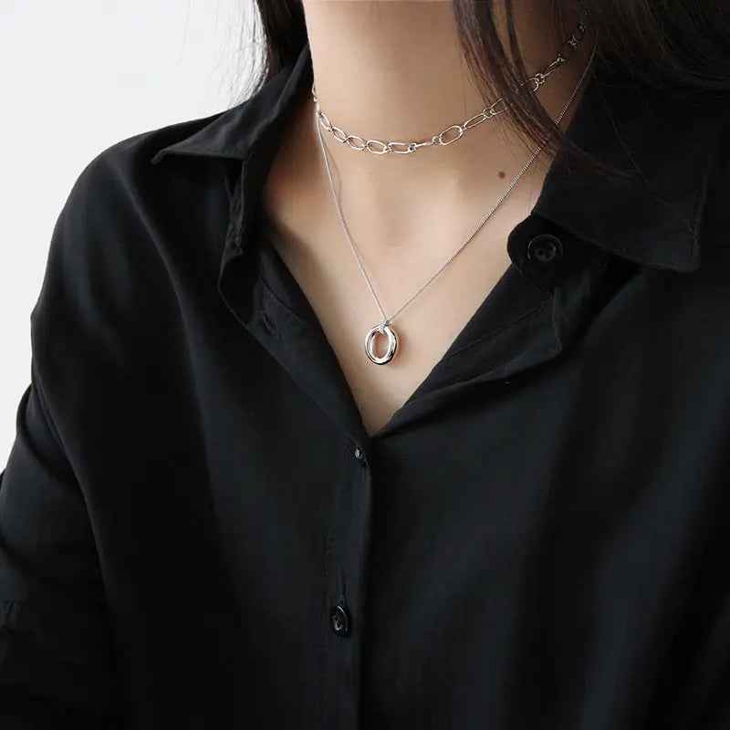 Harmonia's Ring Silver Pendant Necklace