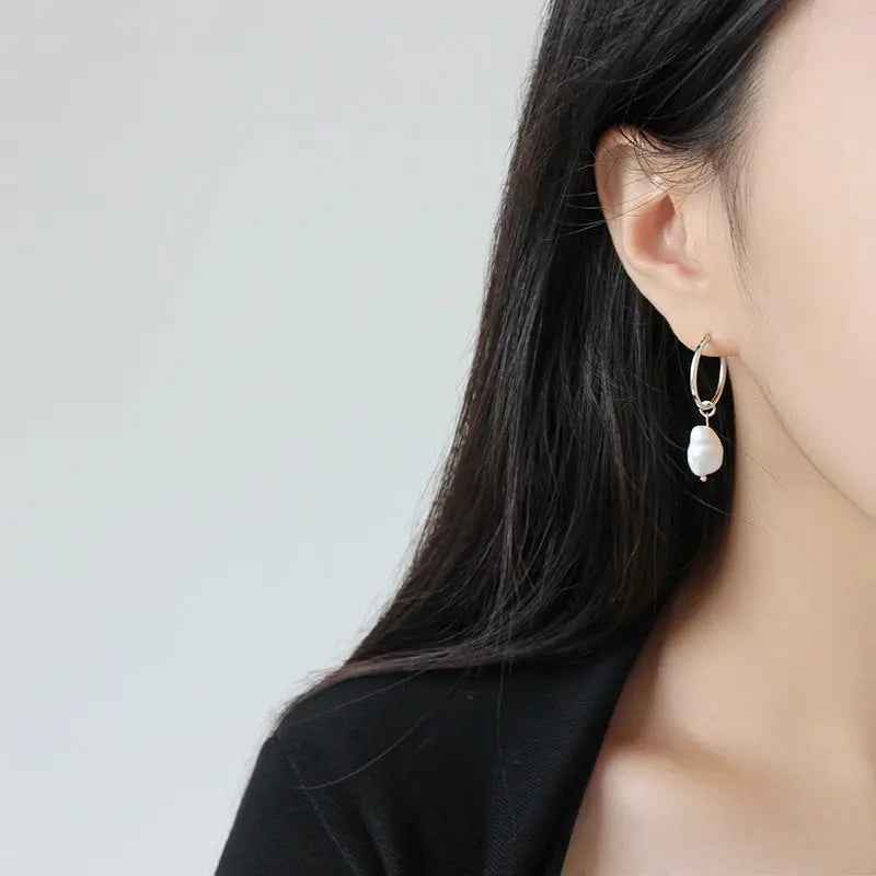 Baroque Grace Silver Drop Earrings