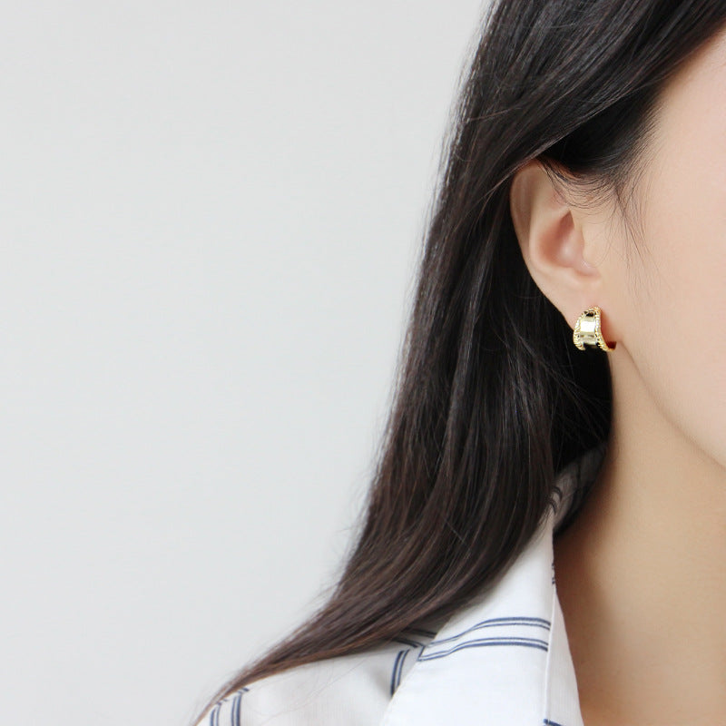 Retro Temperament Wide Silver Hoop Earrings