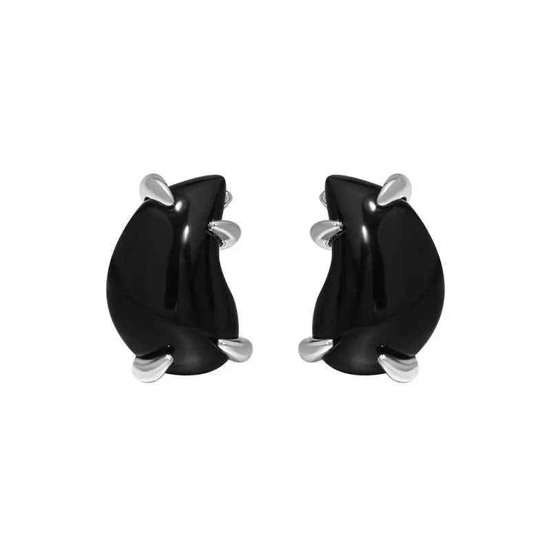 Midnight Drop Silver Stud Earrings