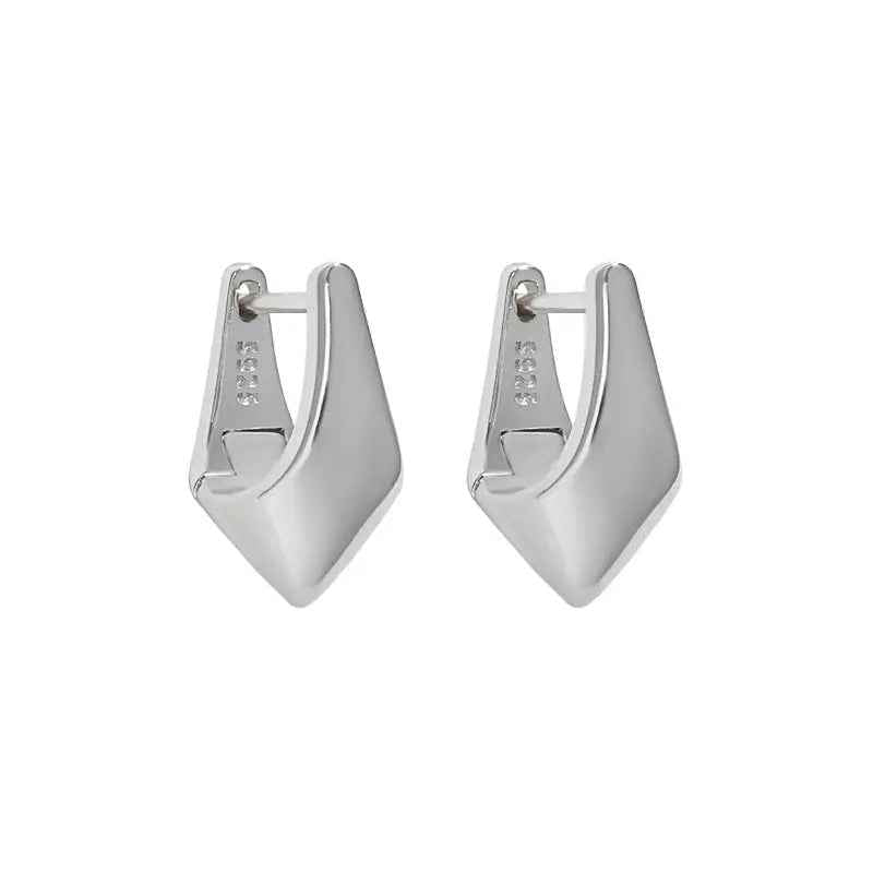 Geometric Harmony Silver Huggie Earrings