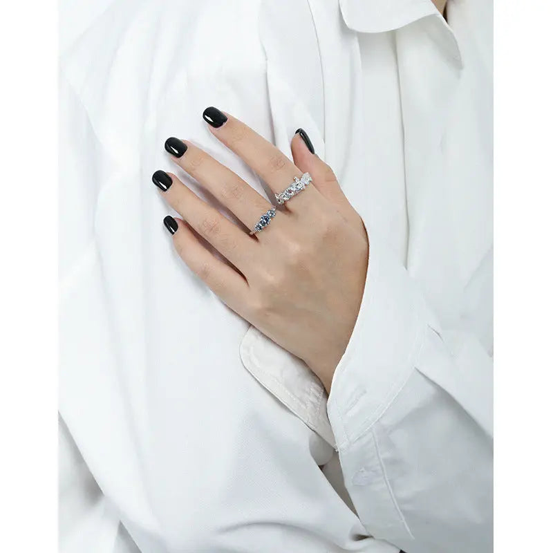 THALIA'S TRIPLE ZIRCON MINIMALIST SILVER RING - OPHRASTUDIO