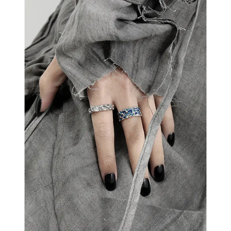MORRIGAN'S GEOMETRIC TEXTURE SILVER RING - OPHRASTUDIO