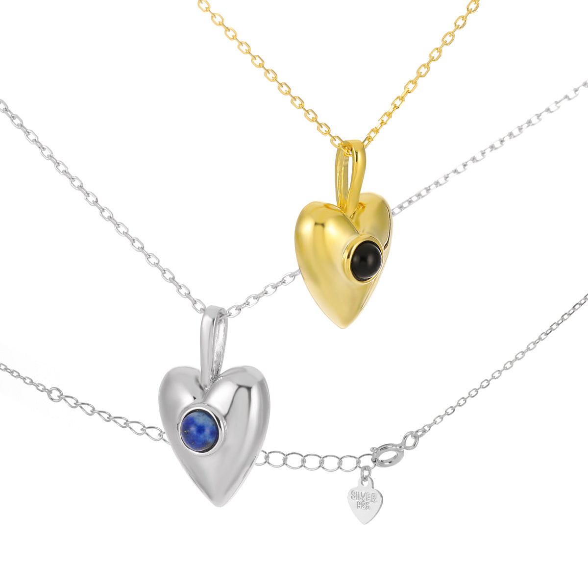 572 lapis lazuli love necklace female European and American style S925 sterling silver niche personality ins high-end black agate silver jewelry OPHRASTUDIO
