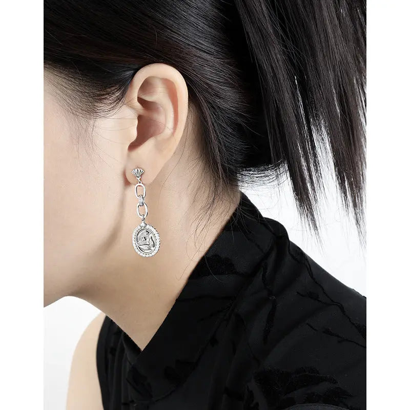 Diamond Silver Drop Earrings