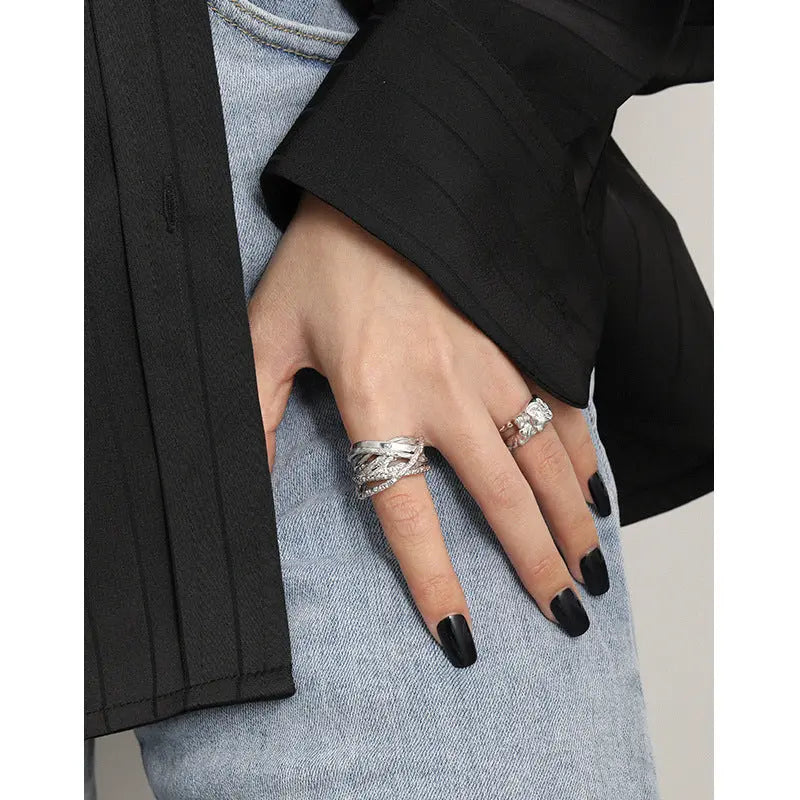 CIRCE'S MULTI-LAYER SILVER RING - OPHRASTUDIO