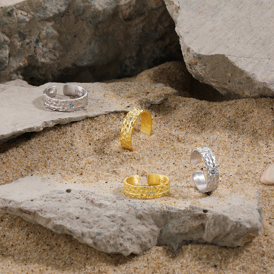 OPHELIA'S HAMMER TEXTURE ZIRCON RING OPHRASTUDIO