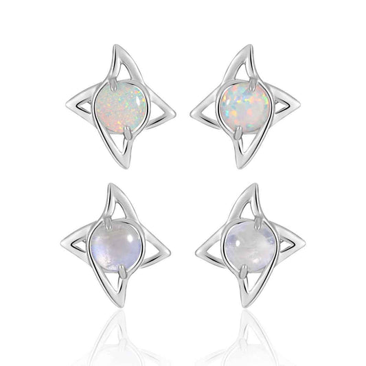Lumina's Tetragonal Star Silver Gemstone Earrings