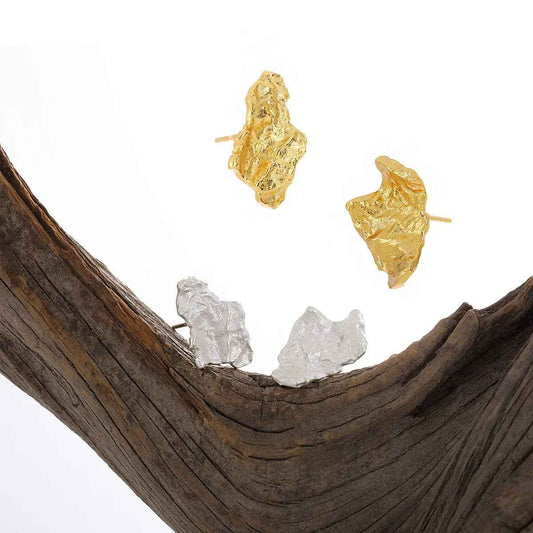 Whisper Asymmetry Silver Stud Earrings