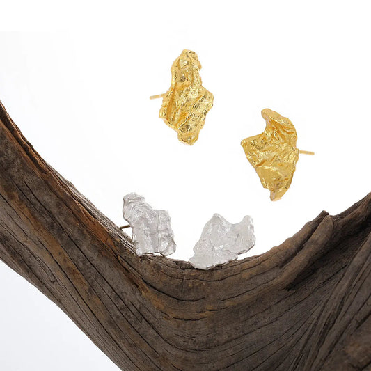 Whisper Asymmetry Silver Stud Earrings