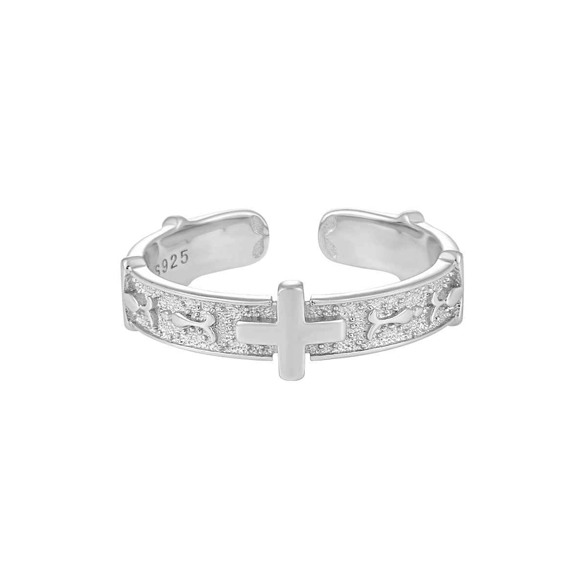Divine Cross Silver Statement Ring