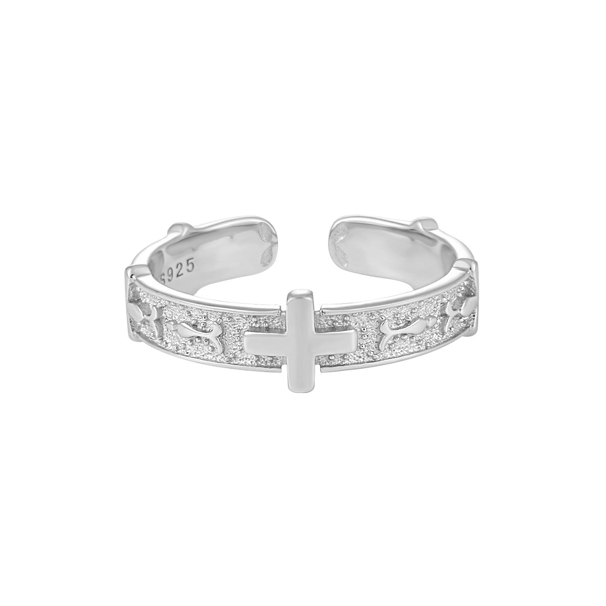 Divine Cross Silver Statement Ring