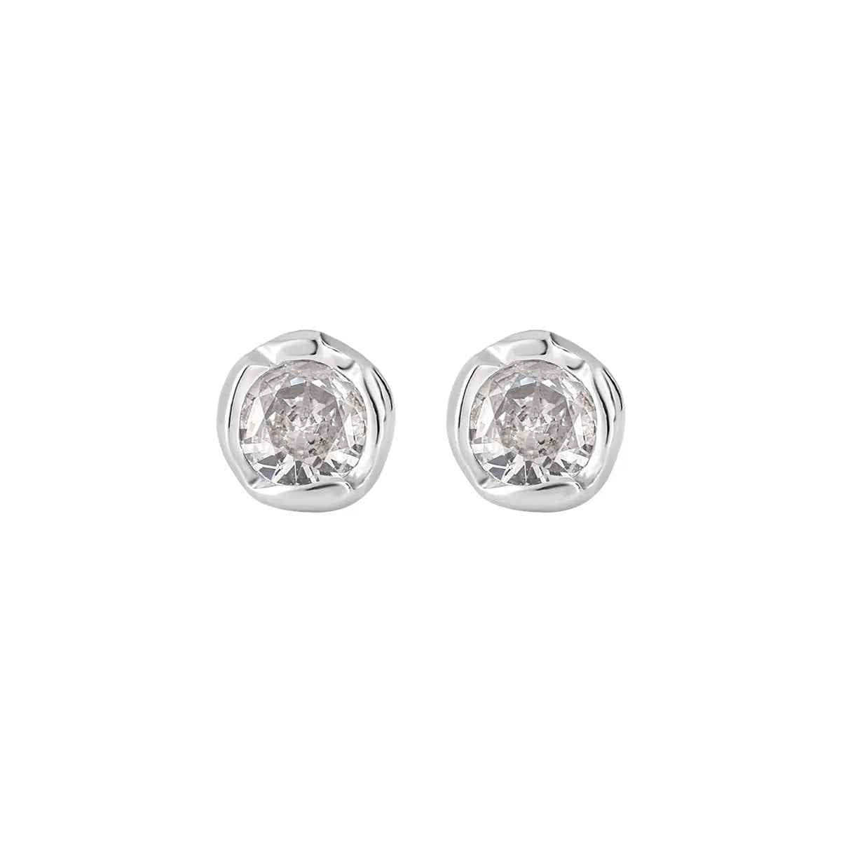 Minimalist Glossy Silver Stud Earrings