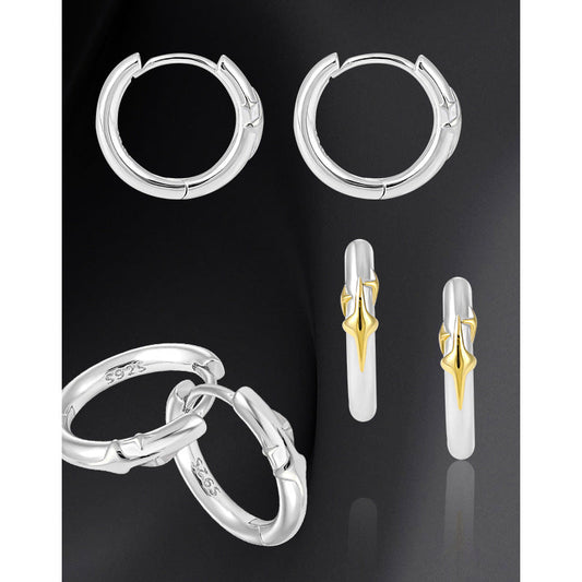 Mango Star Silver Huggie Earrings