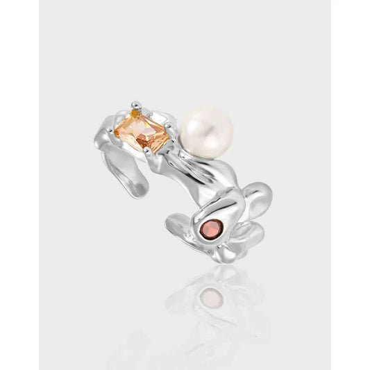 Eternal Lava Silver Pearl Ring