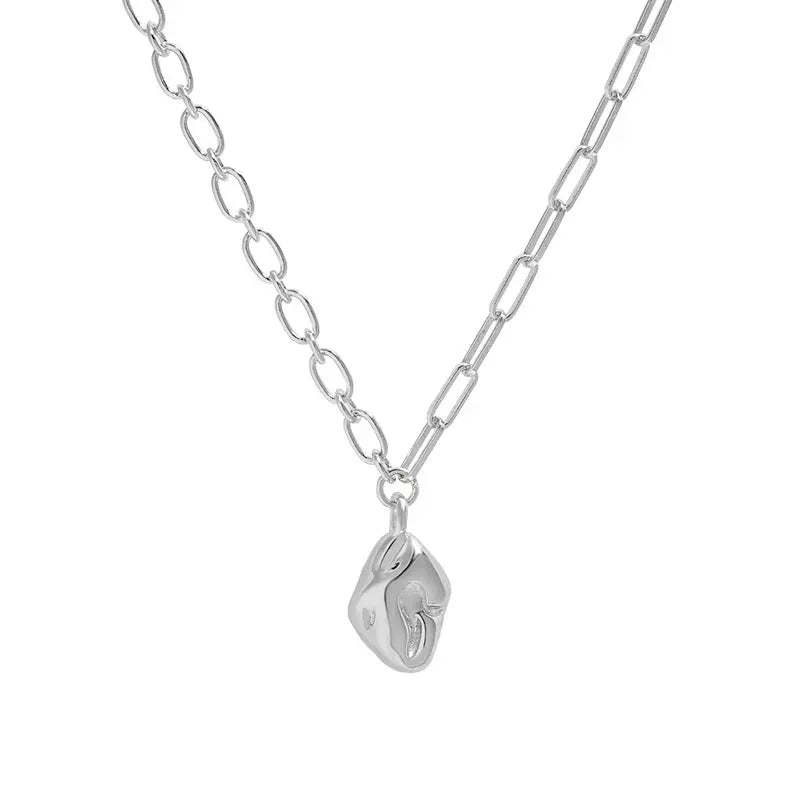 DIANA'S CONCAVE-CONVEX PENDANT SILVER NECKLACE - OPHRASTUDIO
