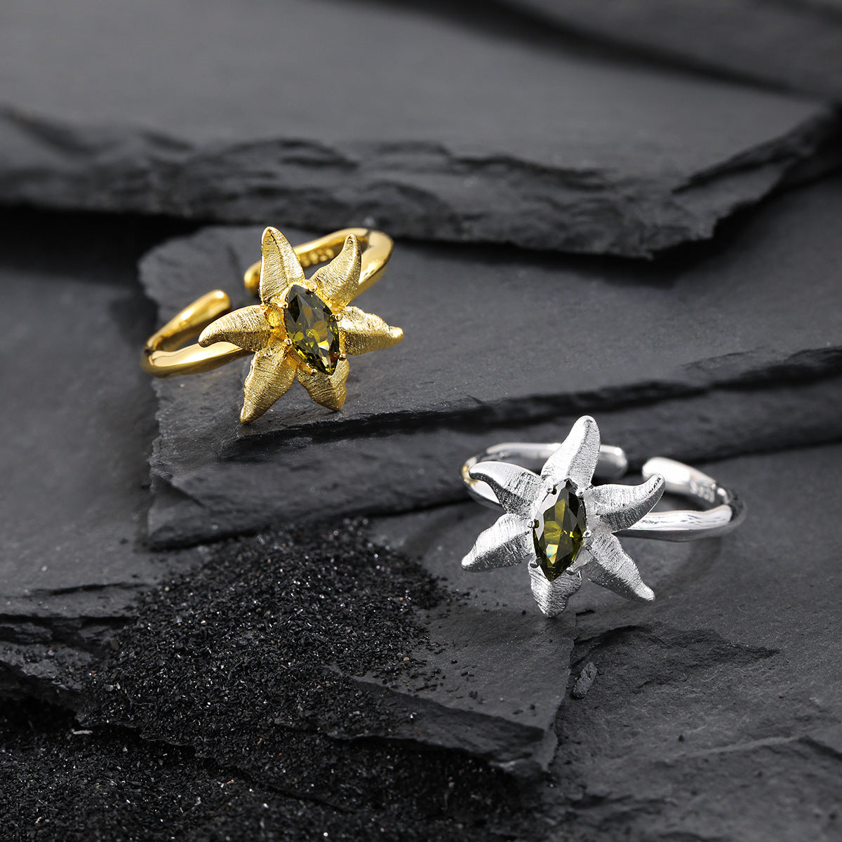 Peridot Starfish Statement Ring OPHRASTUDIO