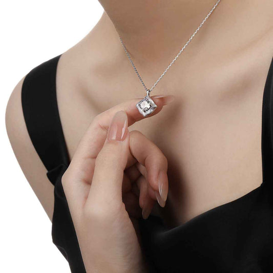 Square Solitaire Pendant Necklace