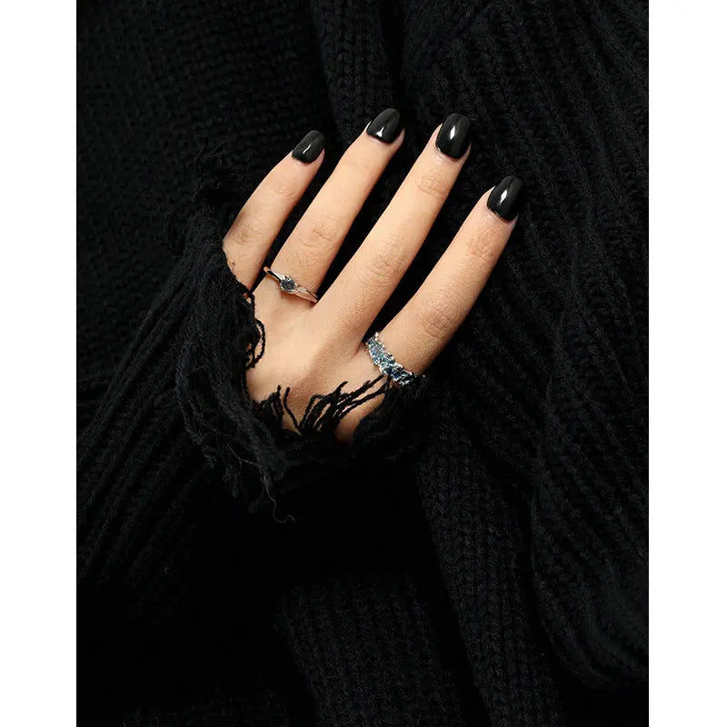 ISOLDE'S BLUE ZIRCON TEXTURE SILVER RING - OPHRASTUDIO