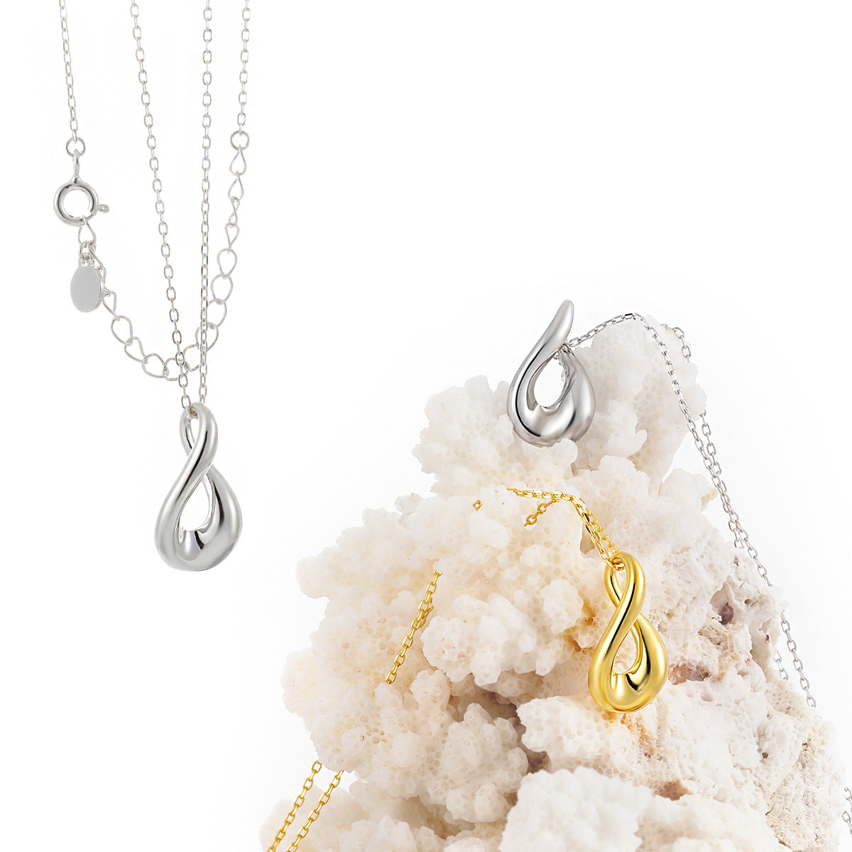 GEOMETRIC OVAL HOLLOW SILVER NECKLACE - OPHRASTUDIO