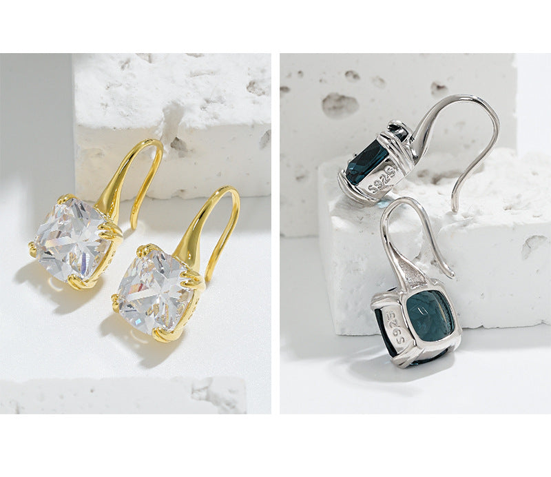 ASTRA'S SPARKLING SQUARE ZIRCON SILVER EARRINGS OPHRASTUDIO