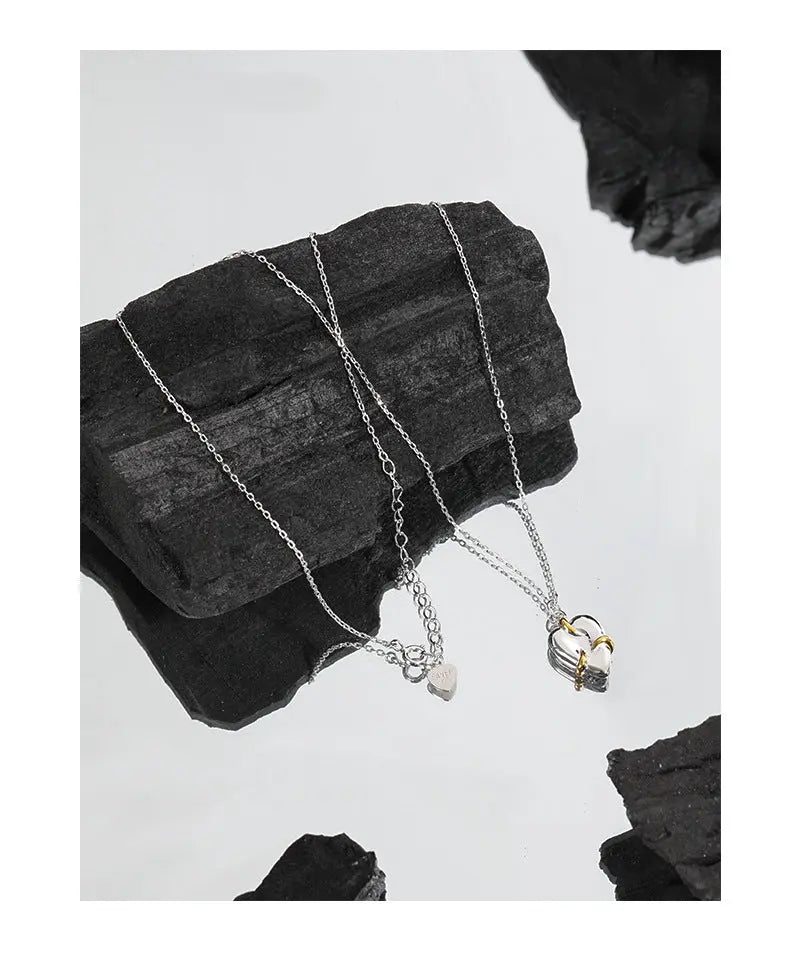 ELOISE'S GEOMETRIC HEART SILVER NECKLACE - OPHRASTUDIO
