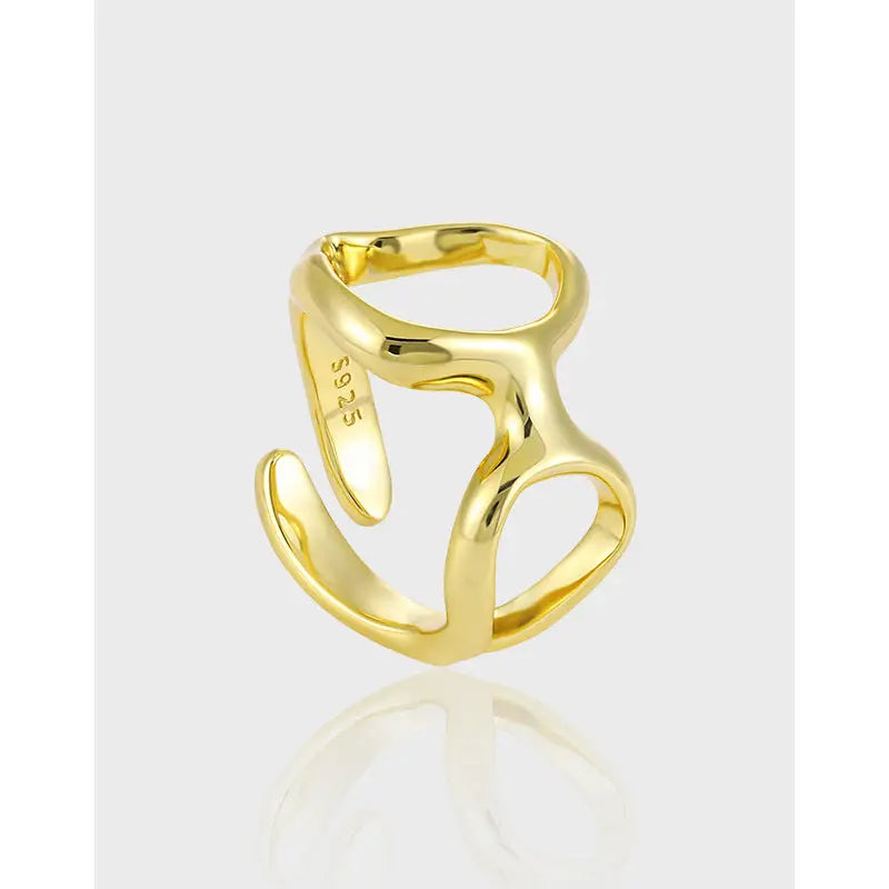 ATHENA'S GEOMETRIC HOLLOW SILVER RING - OPHRASTUDIO
